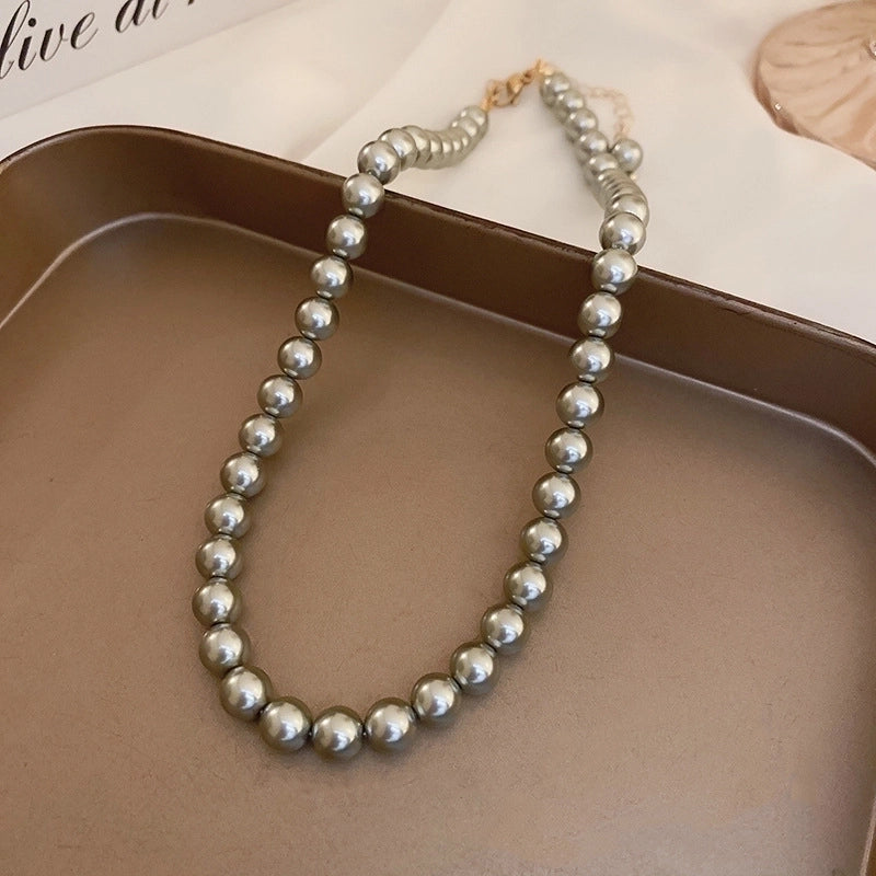 French Style Round Pearl Plating Women\'s Necklace