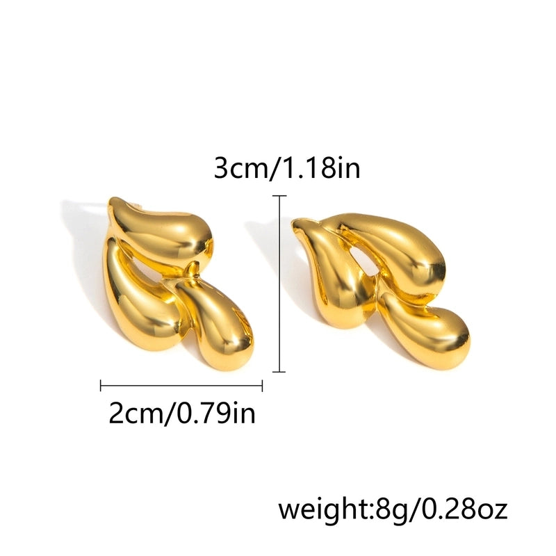 1 Pair Classic Style Geometric Oval Heart Shape Plating 304 Stainless Steel Ear Studs