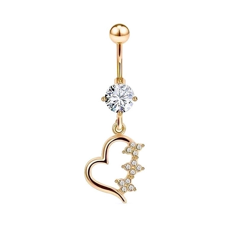 1 Piece Belly Rings Minimalist Moon 316 Stainless Steel Inlay Zircon