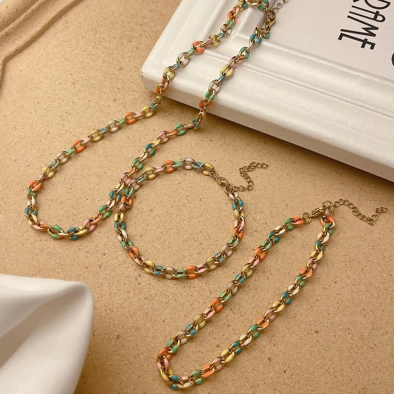 304 Stainless Steel Casual Minimalist Plating Geometric Bracelets Anklet Necklace