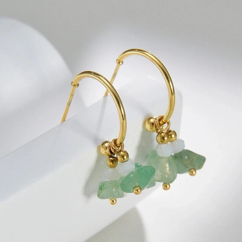 Romantic Stone Stainless Steel Plastic Drop Earrings Plating Stainless Steel Earrings