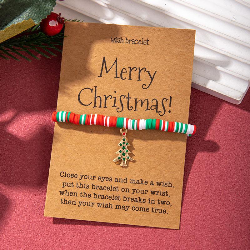 Christmas Bracelet Soft Clay Christmas Ornament Santa Claus Pendant Bracelet Snowflake Reindeer Bracelet