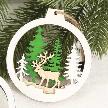 Spot New Creative Christmas Decorative Wooden Crafts Hollow Christmas Tree Decorative Wooden Products Small Pendant