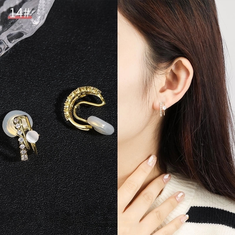 Mosquito Incense Plate Ear Clip Women's Ear Holes Exquisite Pearl Earrings Advanced Hong Kong Style Retro Niche Light Luxury Earrings