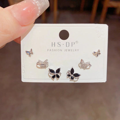 Fashion Geometric Copper Plating Artificial Pearls Zircon Earrings 3 Pairs