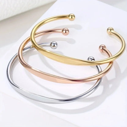 Minimalist Classic Style Solid Color Stainless Steel Plating 18k Gold Plated Bangle