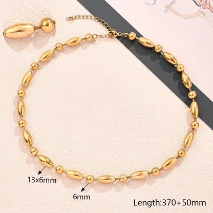 Modern Style Minimalist Round Oval Solid Color 304 Stainless Steel 18K Gold Plated Polishing Plating Necklace
