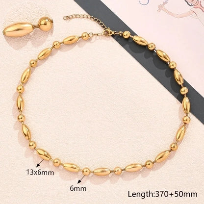 Modern Style Minimalist Round Oval Solid Color 304 Stainless Steel 18K Gold Plated Polishing Plating Necklace