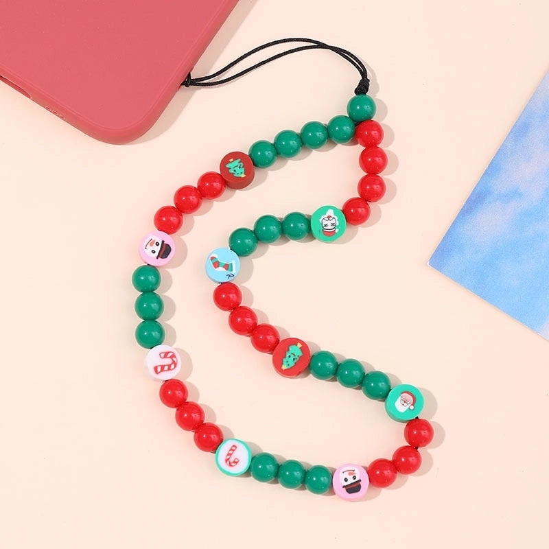 Cute Christmas Tree Santa Claus Plastic Polyester Christmas Mobile Phone Chain