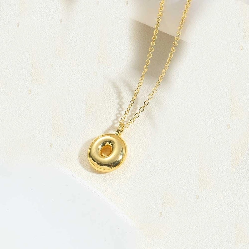 Copper 14K Gold Plated Minimalist Letter Pendant Necklace