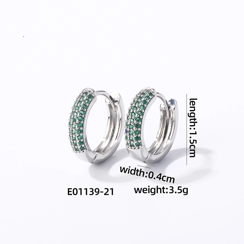 1 Pair Casual Modern Style Round Inlay Copper Zircon K Gold Plated Rhodium Plated Earrings