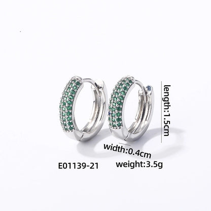 1 Pair Casual Modern Style Round Inlay Copper Zircon K Gold Plated Rhodium Plated Earrings