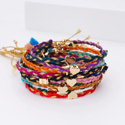 Cotton Rope Copper Minimalist Classic Style Commute Heart Shape Drawstring Bracelets