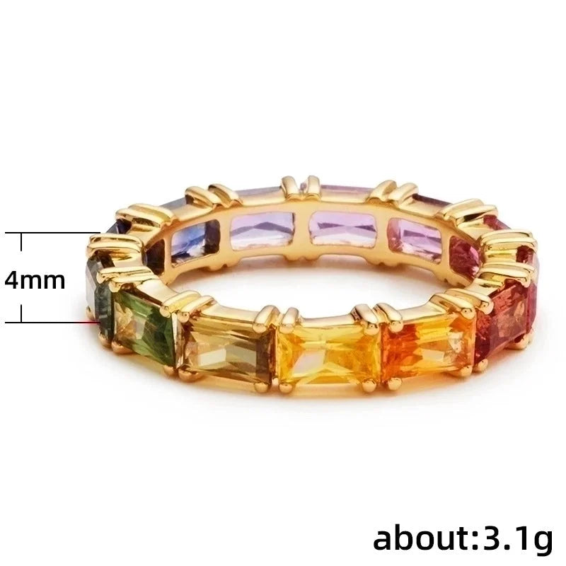 Exquisite Fashion Iridescent Zircon Ladies Copper Fine Rings