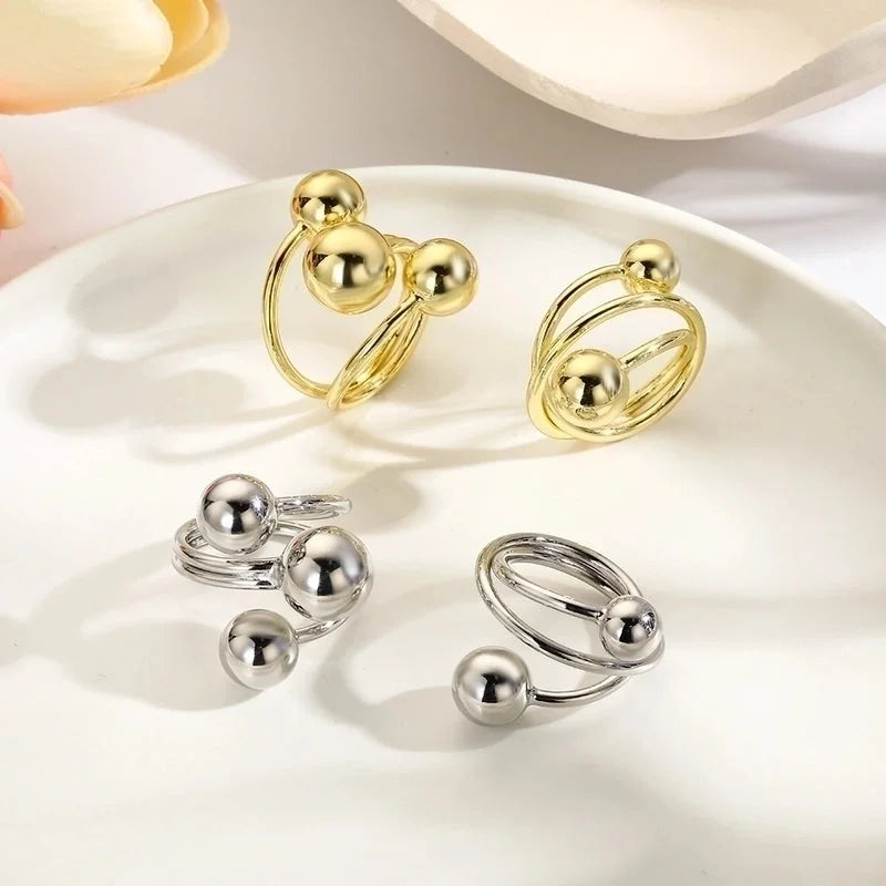 Minimalist Classic Style Solid Color Copper Plating Gold Plated Rings