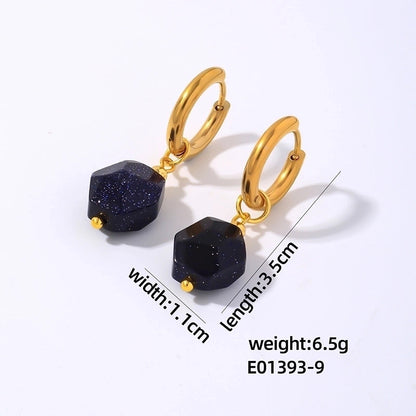 1 Pair Lady Minimalist Commute Geometric 304 Stainless Steel Natural Stone Drop Earrings