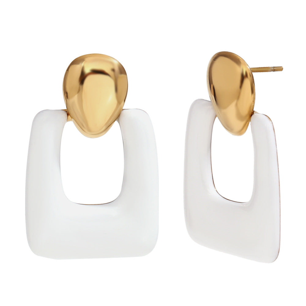 Fashion Quadrilateral Geometric Stainless Steel 18K Gold Plated Stud Earrings