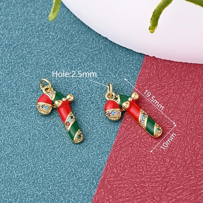 1 Pc/Package 11.5x10mm 15x15mm 19x17mm Hole 2~2.9mm Hole 3~3.9mm Copper Zircon 18K Gold Plated White Gold Plated Christmas Hat Christmas Socks Bell Polished Pendant Jewelry Accessories