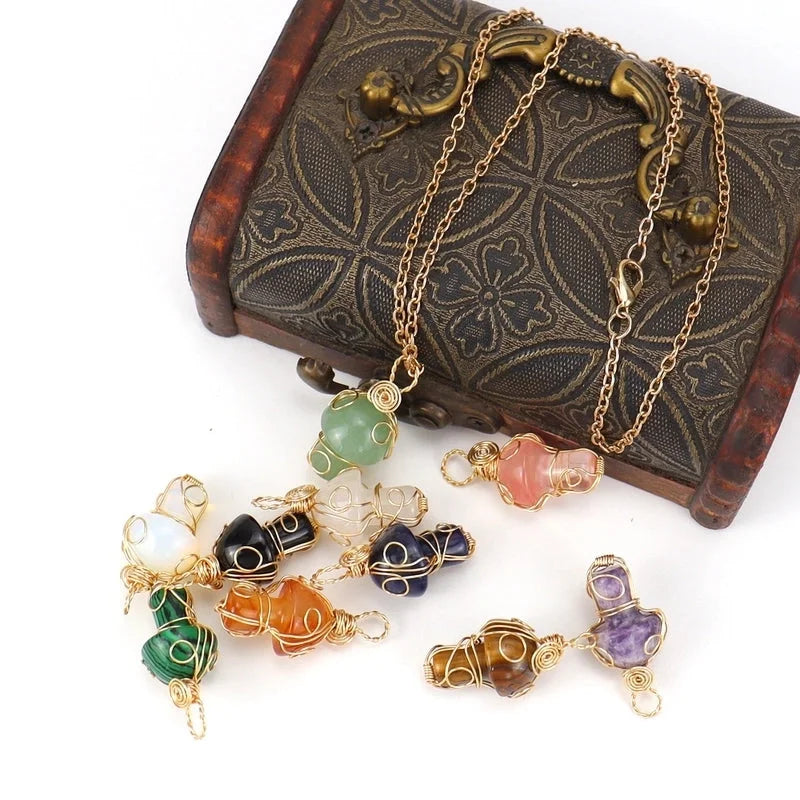 Minimalist Mushroom Natural Stone Handmade Pendant Necklace 1 Piece