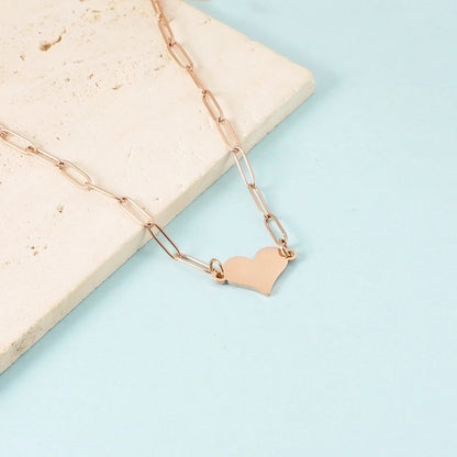 Minimalist Heart Shape 304 Stainless Steel Plating Pendant Necklace