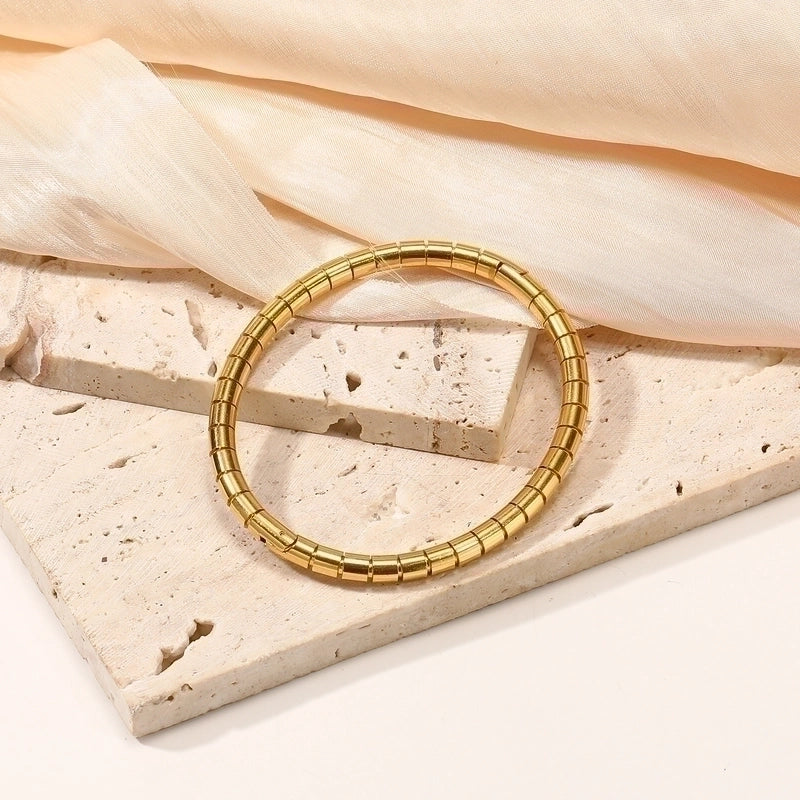 Minimalist Classic Style Geometric 304 Stainless Steel Silver Plated Bangle In Bulk