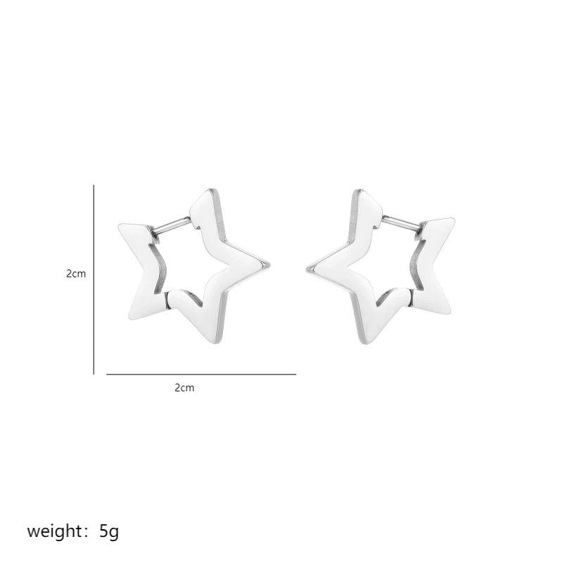 1 Pair Commute Pentagram Heart Shape Polishing Plating Stainless Steel 18K Gold Plated Earrings