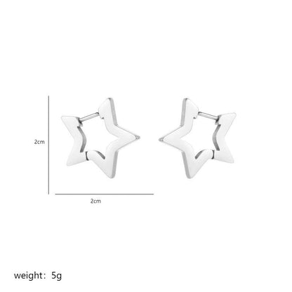 1 Pair Commute Pentagram Heart Shape Polishing Plating Stainless Steel 18K Gold Plated Earrings