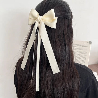 Sweet Girl Bow Ribbon Hairpin Japanese And Korean Style Simple High Sense Back Head Hairpin Internet Celebrity Hair Accessories