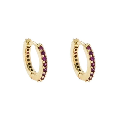Minimalist O-shape Inlaid Zircon Copper Gold Plated Earrings