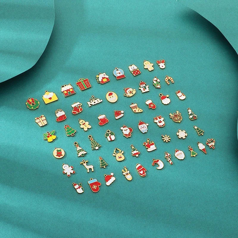 Christmas Elements Series Diy Accessories Stainless Steel Elk Santa Claus Snowflake Gloves Pendant