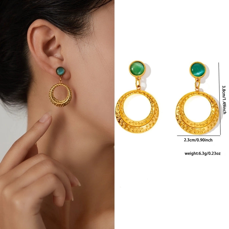 1 Pair Retro Minimalist Geometric Plating Titanium Steel Drop Earrings Ear Studs