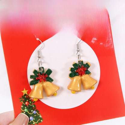 Christmas Fashion Christmas Tree Santa Claus Snowman Alloy Plastic Party Costume Props Earrings