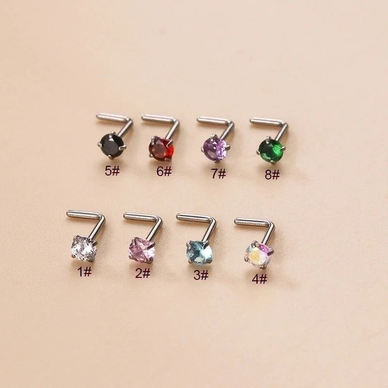1 Piece Nose Rings & Studs Fashion Geometric 316L Stainless Steel Zircon