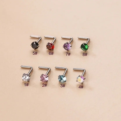 1 Piece Nose Rings & Studs Fashion Geometric 316L Stainless Steel Zircon