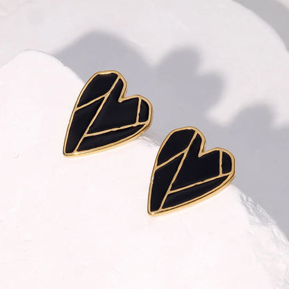 Minimalist Heart Stainless Steel Electroplating Stud Earrings
