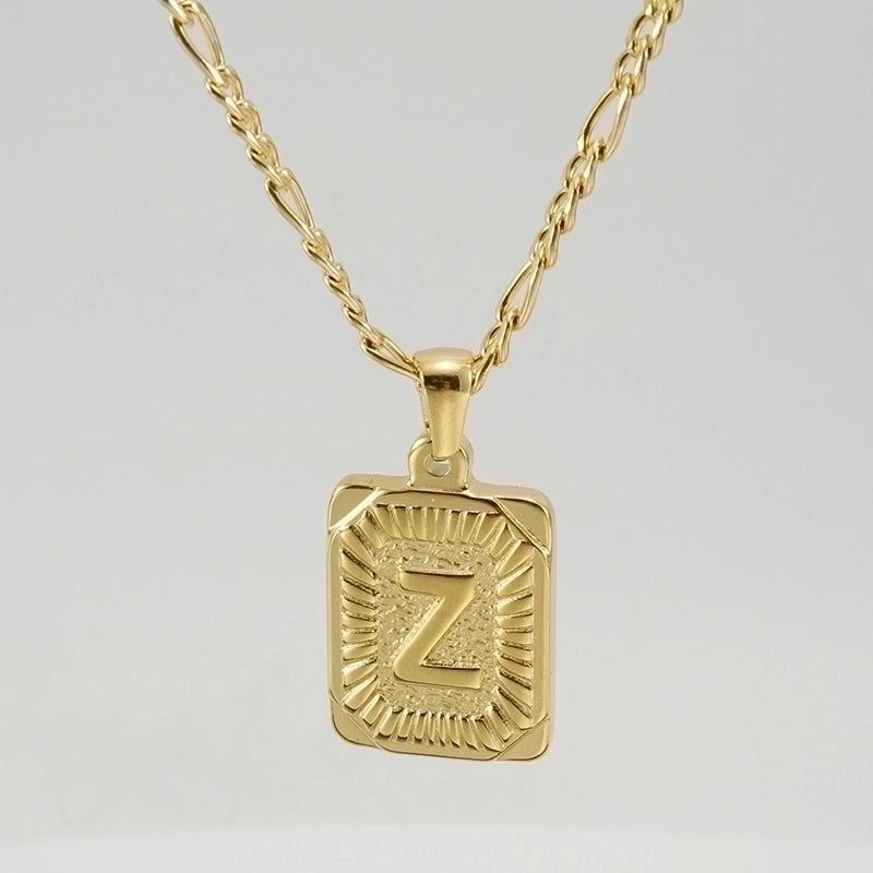 Fashion Letter Rectangle 304 Stainless Steel Titanium Steel 18K Gold Plated Gold Plated Pendant Necklace