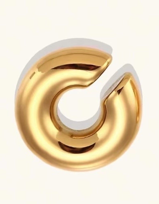 1 Piece Minimalist Solid Color Plating Stainless Steel Gold Plated Ear Cuffs