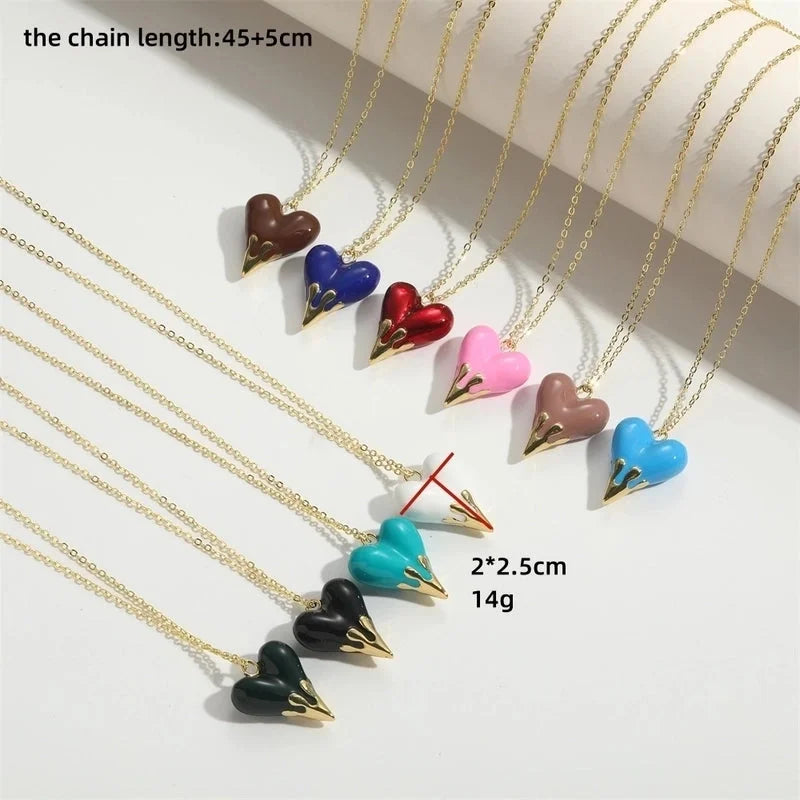 Copper 14K Gold Plated Heart Shape Pendant Necklace