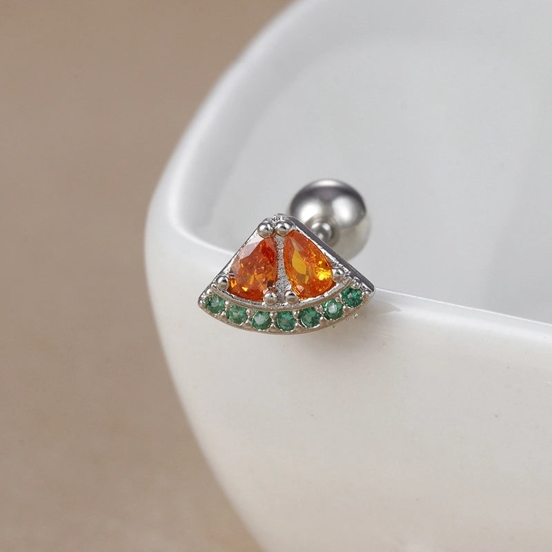 1 Piece Ear Cartilage Rings & Studs IG Style Ice Cream Heart Shape Candy 304 Stainless Steel Inlay Zircon 18K Gold Plated Ear Cartilage Rings & Studs