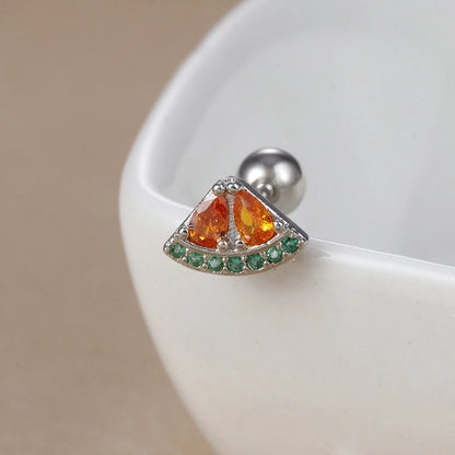 1 Piece Ear Cartilage Rings & Studs IG Style Ice Cream Heart Shape Candy 304 Stainless Steel Inlay Zircon 18K Gold Plated Ear Cartilage Rings & Studs