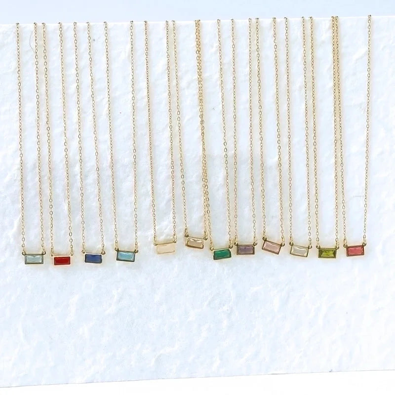 IG Style Modern Style Classic Style Rectangle 304 Stainless Steel Zircon 18K Gold Plated Inlay Pendant Necklace