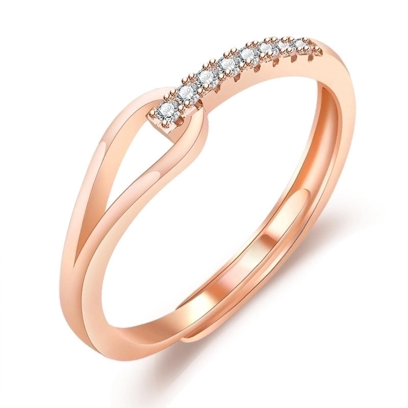 Minimalist Solid Color Copper Plating Inlay Artificial Diamond Rings 1 Piece