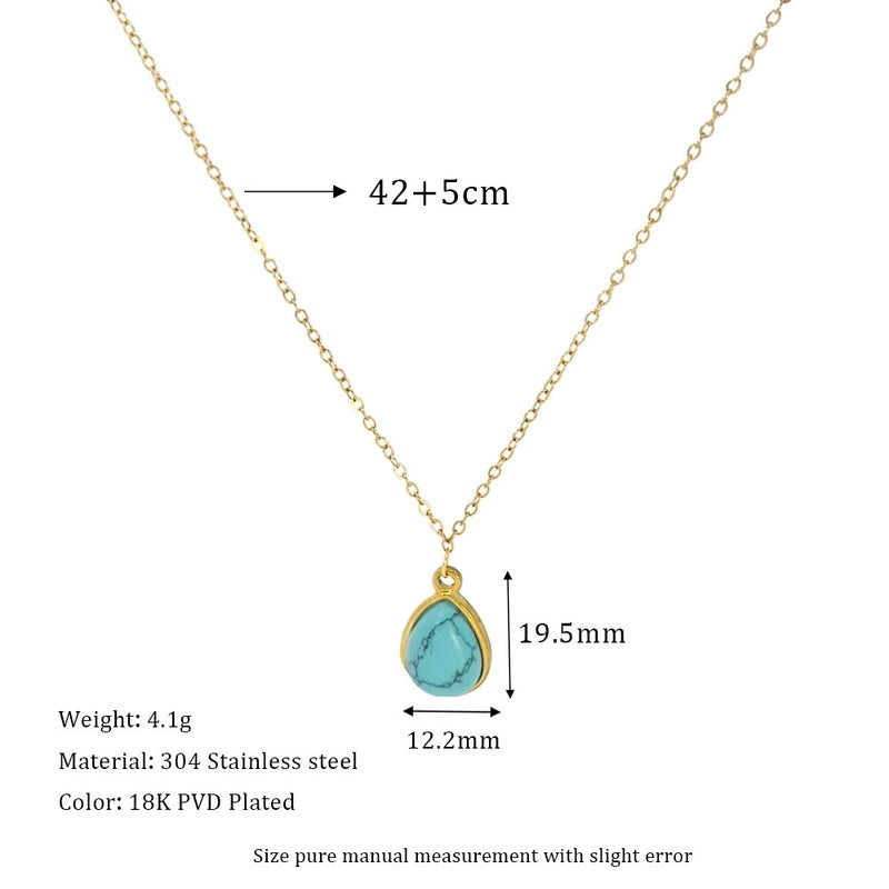 Retro Water Droplets 304 Stainless Steel Plating Pendant Necklace