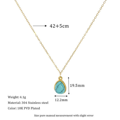 Retro Water Droplets 304 Stainless Steel Plating Pendant Necklace