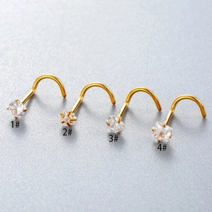 1 Piece Nose Rings & Studs Minimalist Classic Style Pentagram Round Heart Shape 316L Stainless Steel Nose Rings & Studs