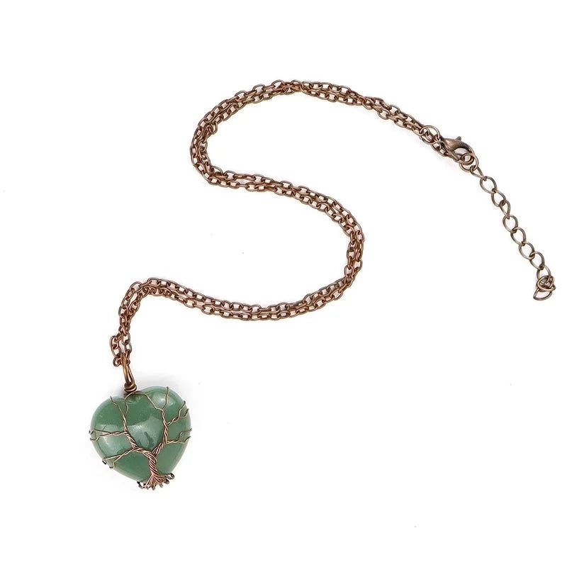 Minimalist Heart Shape Natural Stone Ferroalloy Pendant Necklace