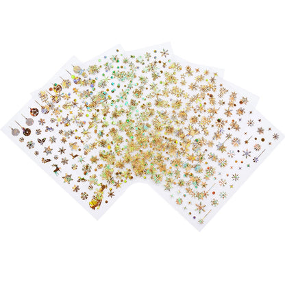 Christmas Snowflake Nail Stickers Laser Golden Silver Snowflake Nail Stickers Set Valentine's Day Nail Decoration Stickers