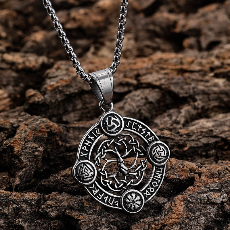 Retro Letter Tree 304 Stainless Steel Polishing Hollow Out Men'S