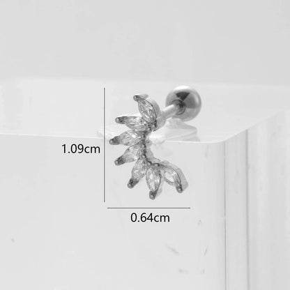 Ear Cartilage Rings & Studs Flower 316L Stainless Steel Copper Inlaid Zircon