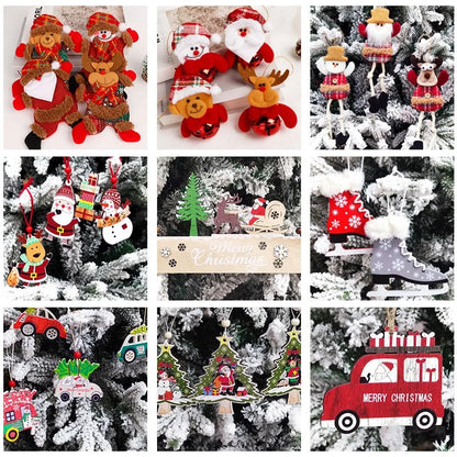 Cross-border Christmas Decorations Christmas Tree Pendant Snowflake Hanging Ball Pine Cone Gift Bag Christmas Old Man Small Drum Butterfly